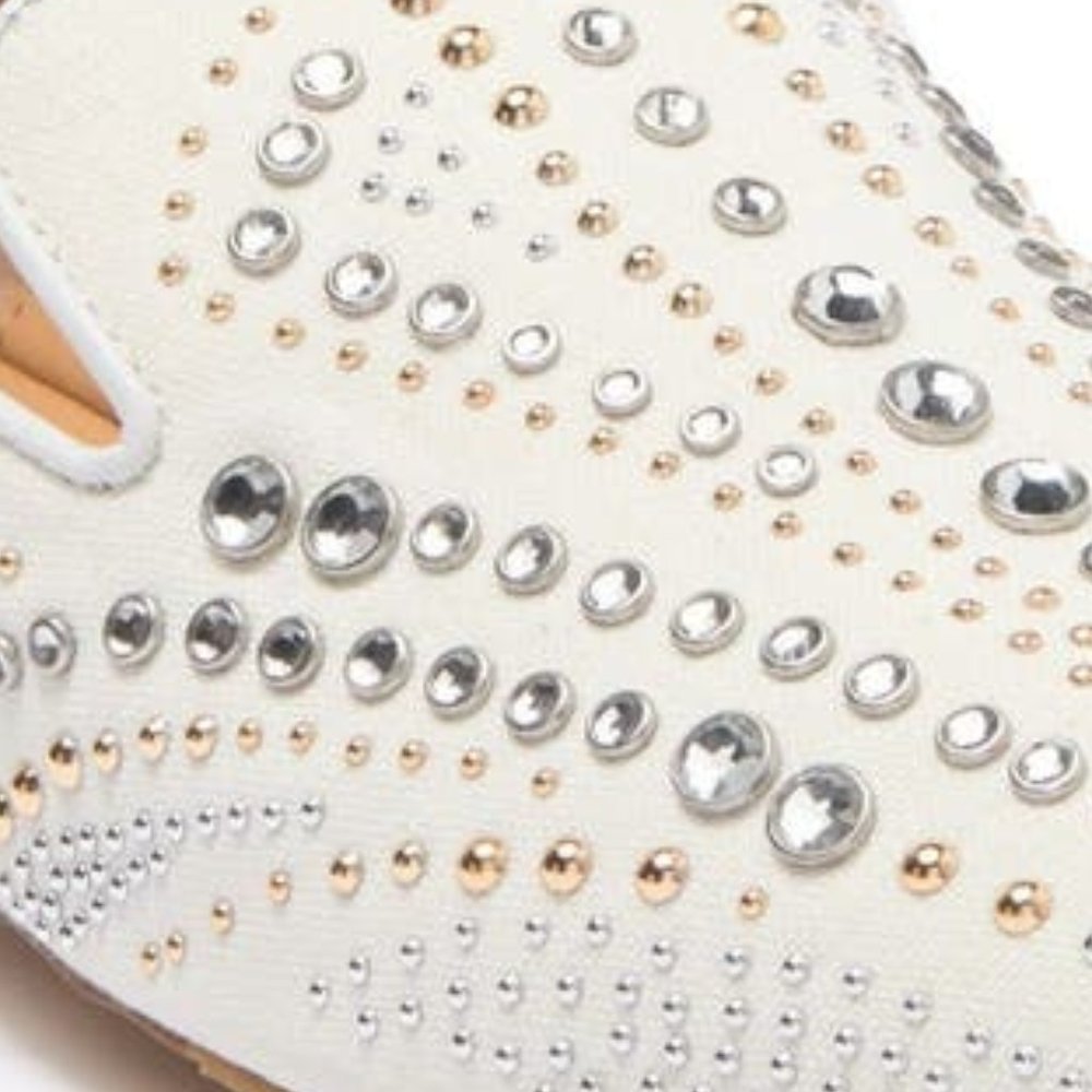 NEW Donald J. Pliner Women Tim Rhinestone Stud Texture Block Dress Casual Loafer - Picture 6 of 6
